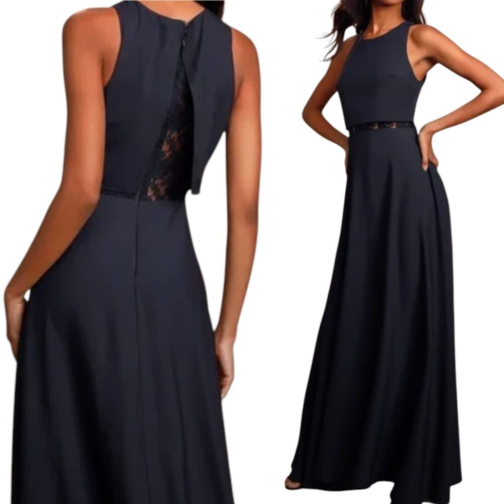 Lulus True Lover Navy Blue Lace Backless Maxi Dress Open Back Lace